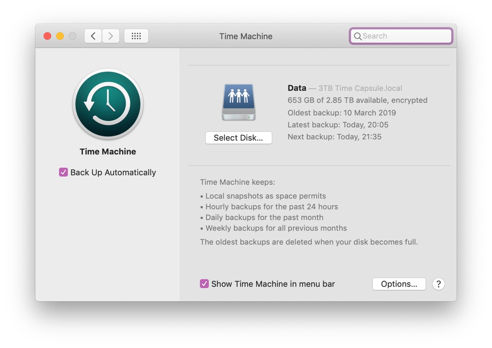 Time machine backup for mac